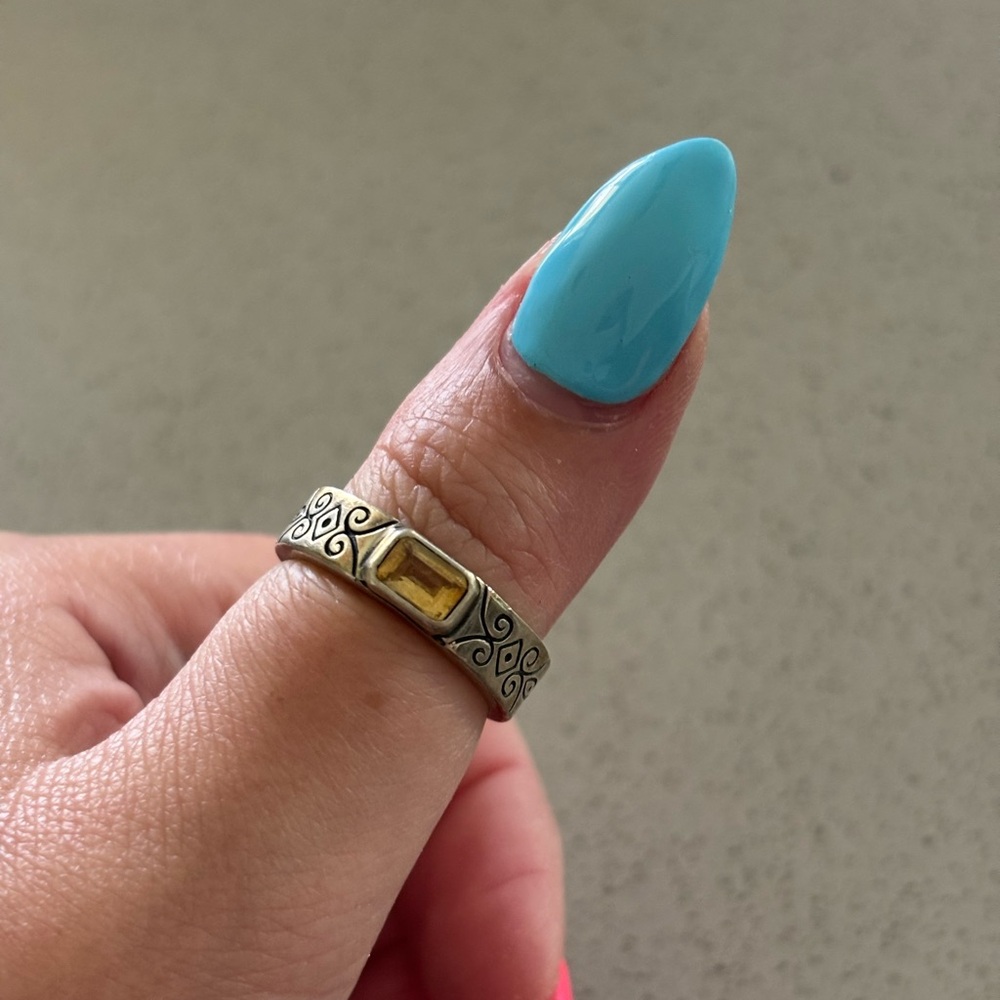 Yellow topaz silver ring